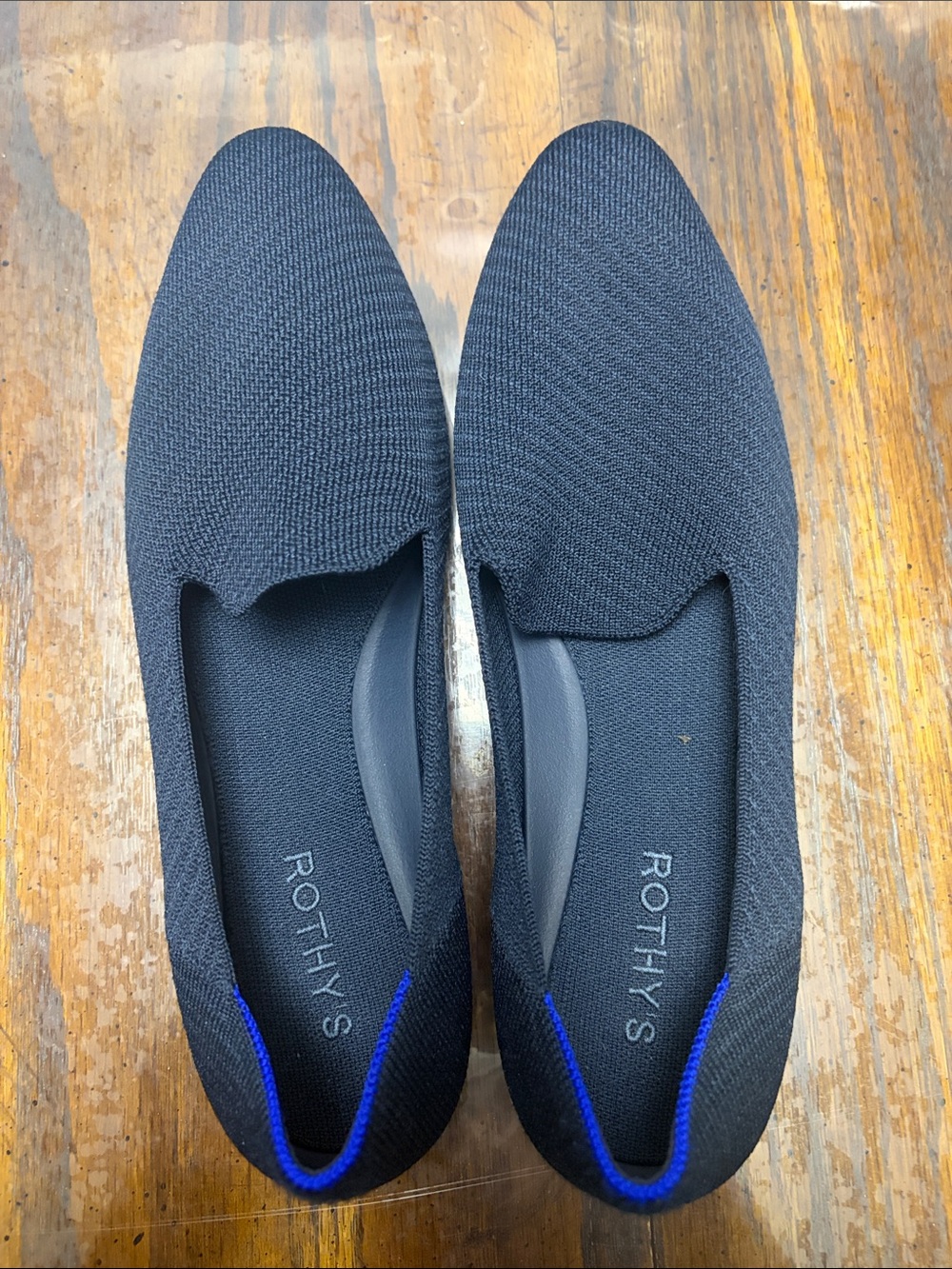 Rothy's Women’s Navy Knit Slip-On Loafers with Blue Trim